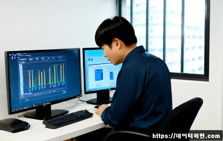 미성동 STATUS_KERNEL_NETWORK_ERROR - Photorealistic remote IT support workstation in a compact Misinseong neighborhood office, dual monit...