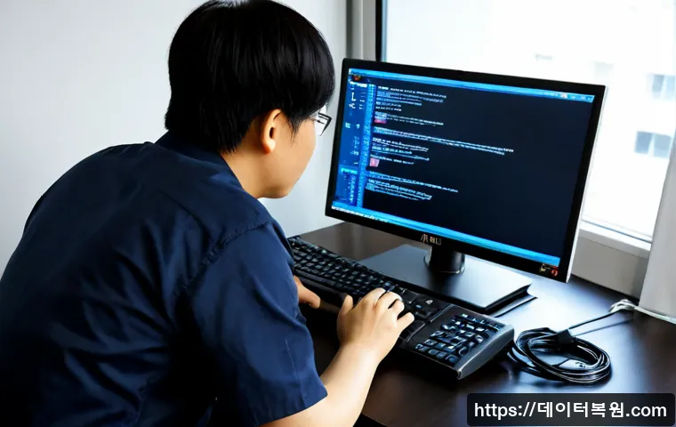 충신동 ubuntu재설치 포맷  초기화 - Photorealistic remote-support workstation in a compact Chungsin-dong apartment office, technician re...