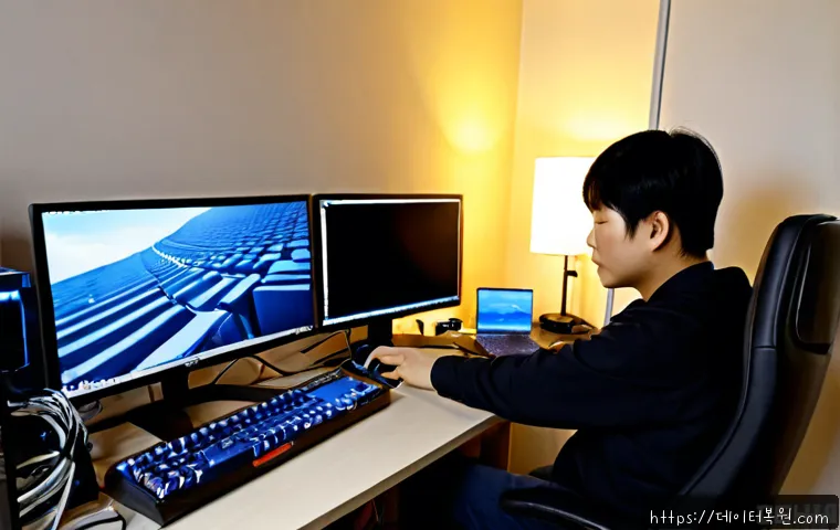 대화동 쿨러조립 및 교체수리 - Photorealistic PC repair workstation in a compact Daehwa-dong apartment office, technician carefully...