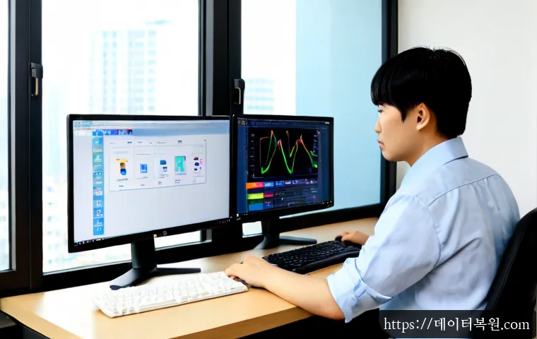 하안동 DRIVER_CAUGHT_MODIFYING_FREED_POOL - Photorealistic IT support workstation in a compact Ha-an-dong apartment office, dual monitors showin...
