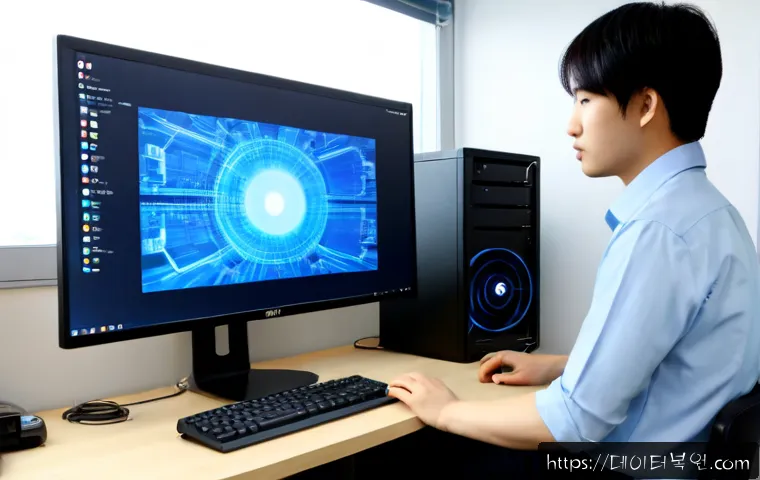 휘경동 STATUS_KERNEL_MODULE_FAILURE - Photorealistic IT support workstation in a compact apartment near a quiet university district, dual ...