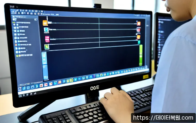 오쇠동 STATUS_INVALID_LOCK_SEQUENCE - Photorealistic remote-support workstation in an Osoe-dong industrial office, dual monitors showing a...