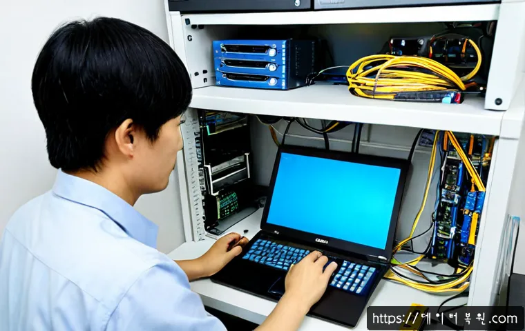 입정동 STATUS_KERNEL_DEVICE_ERROR - Photorealistic desktop support workstation in a compact Seoul electronics-repair district office, te...