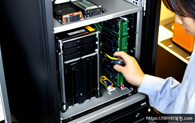 중앙동 HDD조립 및 교체수리 - Photorealistic computer repair workstation in a compact Jungang-dong electronics service shop, techn...