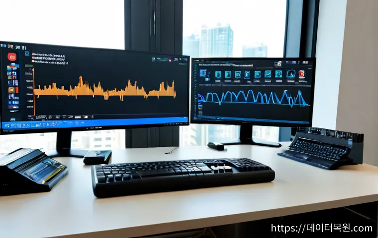 율현동 STATUS_MEMORY_VIOLATION - Photorealistic IT support workstation in a modern apartment office, ultrawide monitor showing a non-...