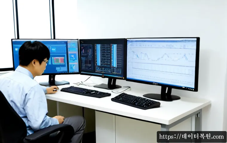 상계동 STATUS_FLOAT_INEXACT_RESULT - Photorealistic IT support workstation in a Sanggyedong-style high-rise apartment office, dual monito...