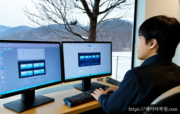 강북구 SESSION3_INITIALIZATION_FAILED - Photorealistic remote-support workstation in a compact Gangbuk-gu apartment office, dual monitors sh...