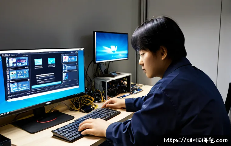 입정동 윈도우11 windows11 재설치 포맷  초기화 - Photorealistic computer repair workstation in a compact Eulji-dong electronics workshop, technician ...