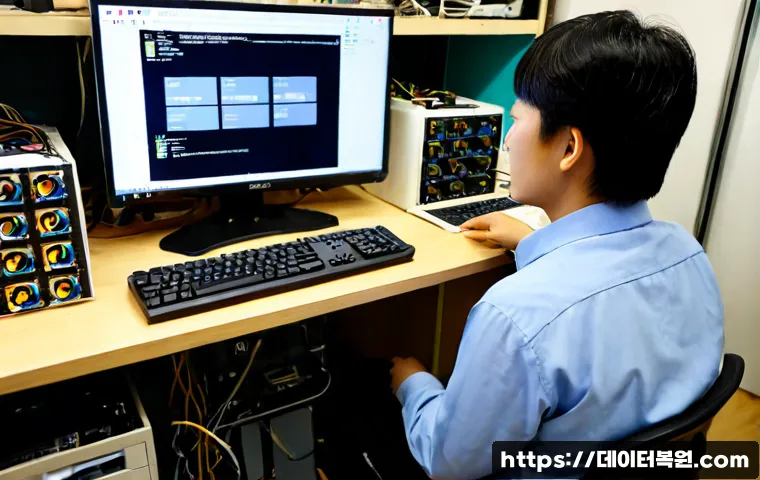 예지동 부팅안됨 - Photorealistic remote-support workstation in a compact Yeji-dong repair office, desktop tower opened...