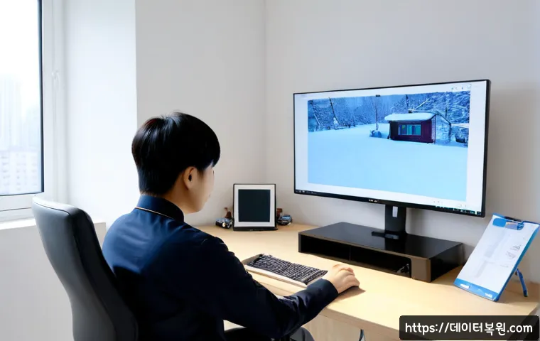 안암동 프로그램응답없음 - Photorealistic remote-support workstation in a compact Anam-dong apartment office, frustrated design...
