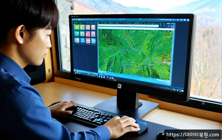 가평읍 STATUS_DISK_READ_FAILURE - Photorealistic remote-support workstation in a quiet mountain-town office, a technician examining a ...
