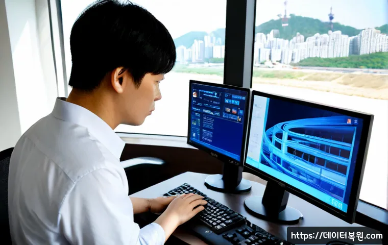 옥수동 DRIVER_VERIFIER_DETECTED_VIOLATION - Photorealistic IT support workstation in a modern apartment near Oksu-dong hillside, dual monitors s...