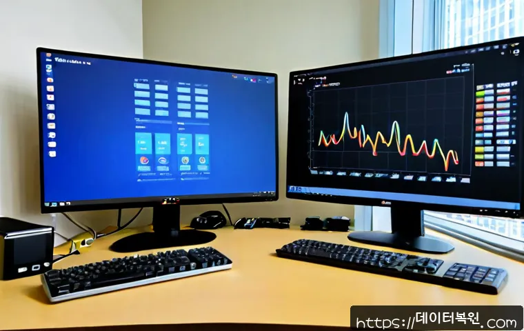 하중동 STATUS_KERNEL_SECURITY_CHECK - Photorealistic remote-support workstation in a quiet Hadong-dong apartment office, dual monitors sho...