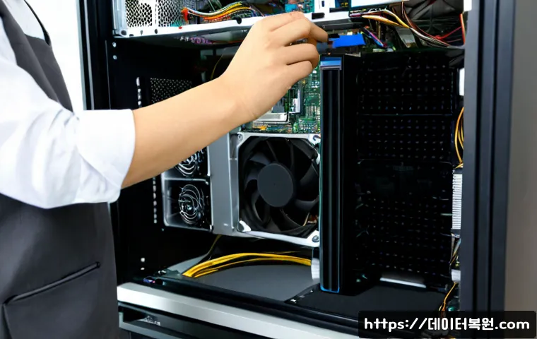 일직동 그래픽카드조립 및 교체수리 - Photorealistic PC repair workstation in a modern Gyeonggi business district office, technician caref...