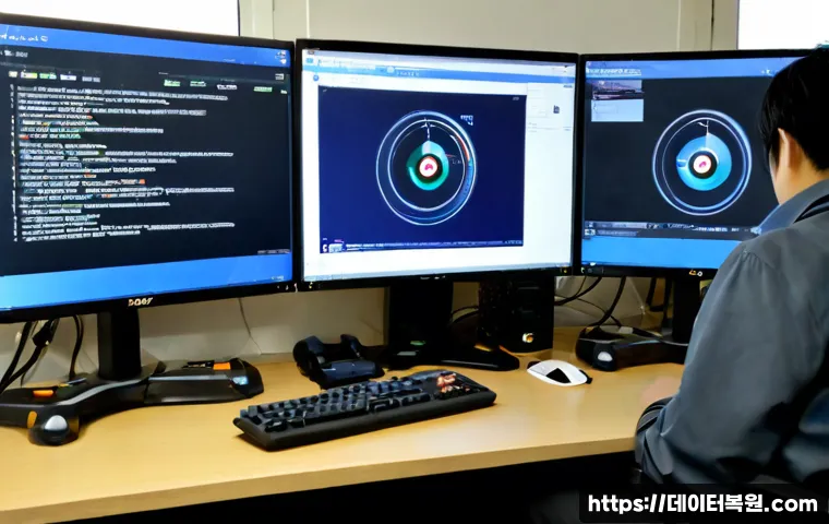 도척면 all boot options are tried - Photorealistic remote-support workstation in a quiet rural Gyeonggi office, desktop monitor showing ...