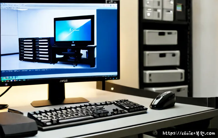 문래동 ubuntu재설치 포맷  초기화 - Photorealistic remote-support workstation in a compact metalworking studio, desktop monitor showing ...
