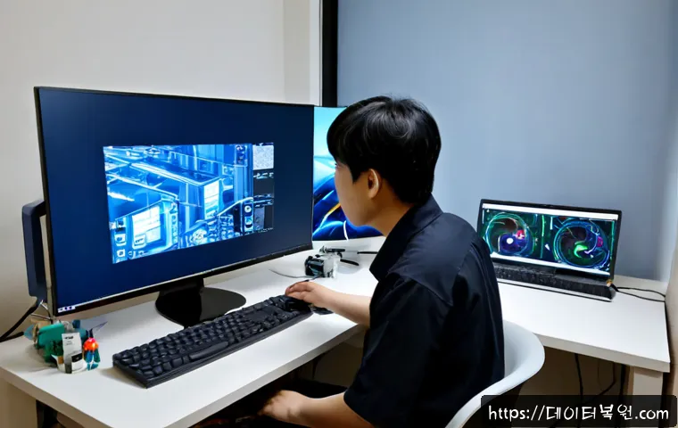 신도림 컴퓨터 desktop 출장방문수리점 - Photorealistic desktop computer repair technician servicing an open tower PC at a clean home-office ...