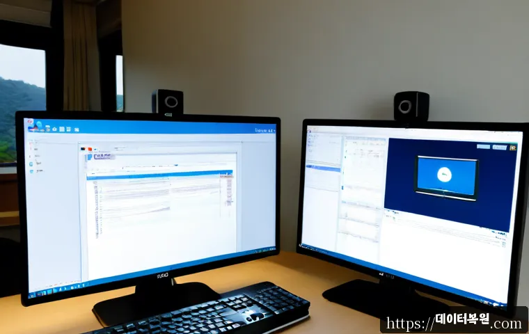 태전동 STATUS_INVALID_PAGE - Photorealistic remote-support workstation in a compact Taijeon-dong apartment office, dual monitors ...