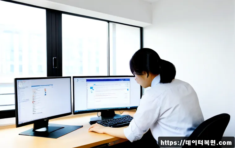 남가좌동 STATUS_INVALID_PAGE - Photorealistic IT support workstation in a compact Namgajwa-dong apartment office, dual monitors sho...