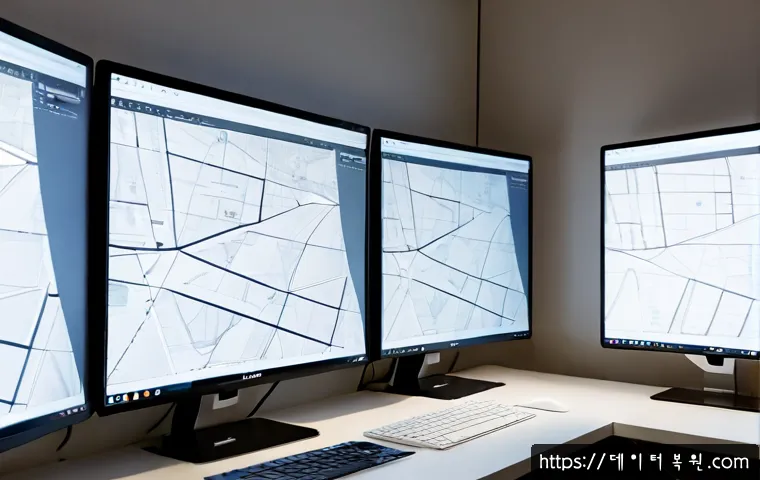 한남동 STATUS_FLOAT_OVERFLOW - Photorealistic premium workstation in a Hannam-dong style creative studio, dual monitors showing abs...