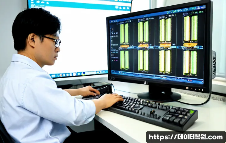 풍동 HARDWARE_INTERRUPT_STORM - Photorealistic electronics diagnostic workstation in a Pungdong industrial office, technician studyi...