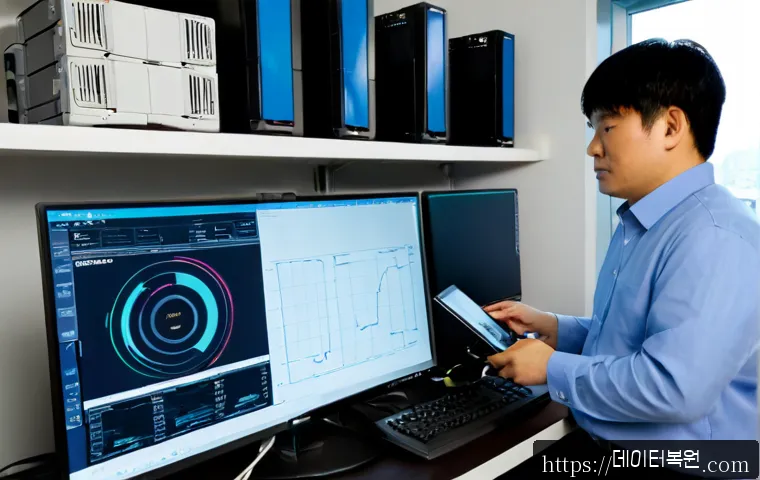 마포동 server출장방문수리점 - Photorealistic IT technician performing an on-site server repair in a compact Mapo-dong office, open...