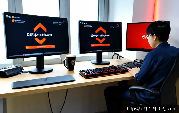 동소문동 STATUS_INVALID_PARAMETER - Photorealistic remote IT support workstation in a compact Dongseomun-dong style office, engineer stu...