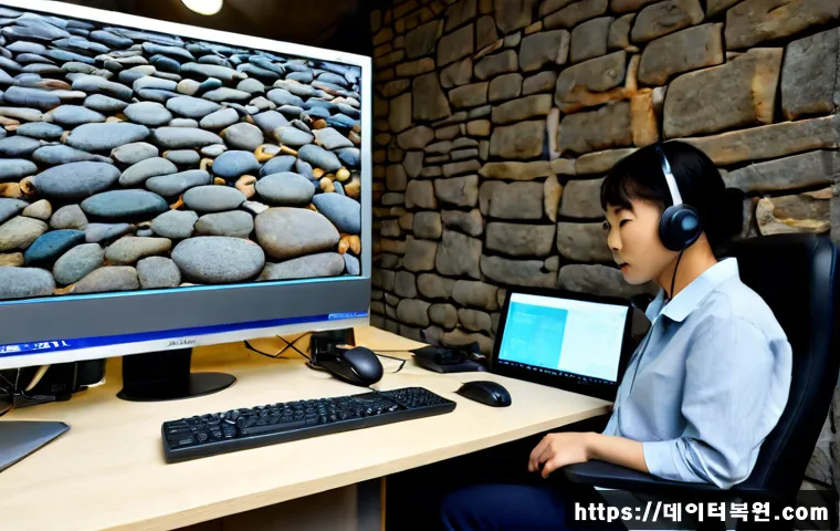 남대문 STATUS_MEMORY_VIOLATION - Photorealistic remote-support workstation in a compact market-office setting near an old stone gatew...