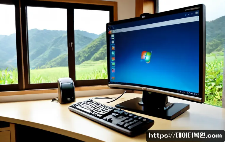 청평면 윈도우11 windows11 재설치 포맷  초기화 - Photorealistic remote IT support workstation in a quiet Cheongpyeong countryside home office, deskto...