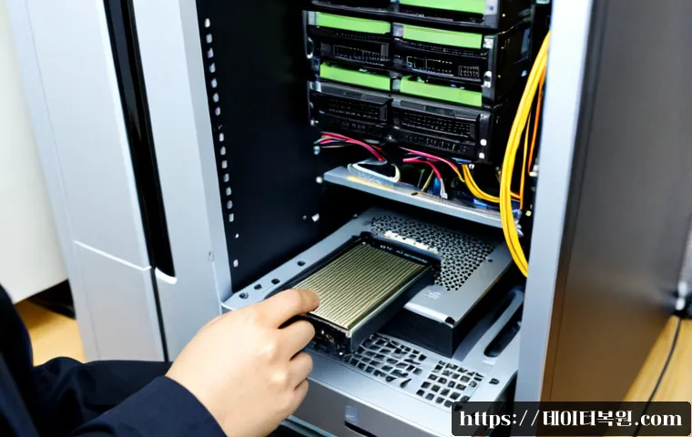 화정동 bootdevice - Photorealistic computer repair workstation in Hwajeong-dong, technician installing a compact solid-s...