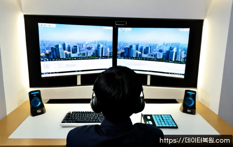 광진구 STATUS_FLOAT_OVERFLOW - Photorealistic remote-support workstation in Gwangjin-gu, Seoul, showing a dual-monitor desktop with...