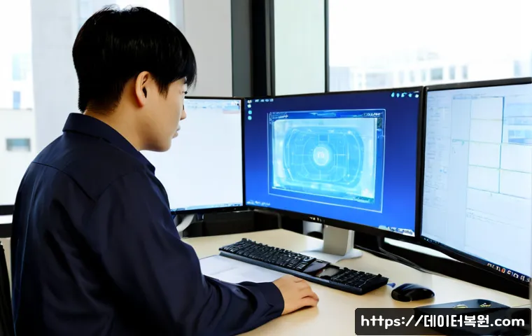 영등포구 STATUS_KERNEL_BLOCKED - Photorealistic IT support workstation in Yeongdeungpo, a modern ultrawide monitor showing a non-bran...