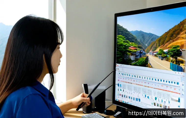 봉원동 STATUS_IMAGE_CORRUPTION - Photorealistic remote-support workstation in a compact Bongwondong apartment office, dual monitors s...