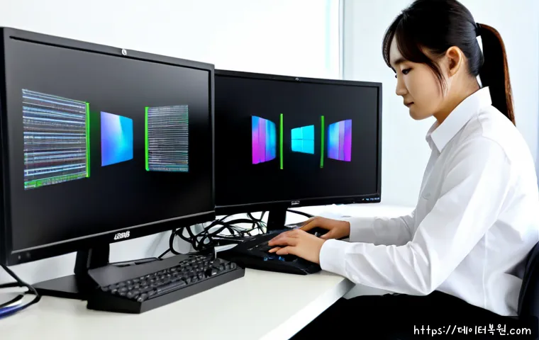 주성동 STATUS_DISK_NOT_INITIALIZED - Photorealistic IT support workstation in a modern office near Jusung-dong, technician connecting an ...