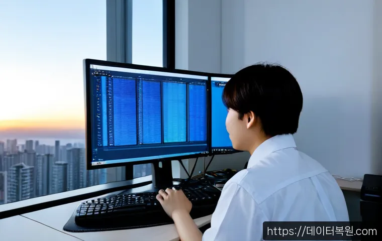 도내동 STATUS_KERNEL_FILE_SYSTEM_ERROR - Photorealistic IT support workstation in a quiet Done-dong apartment office, dual monitors displayin...
