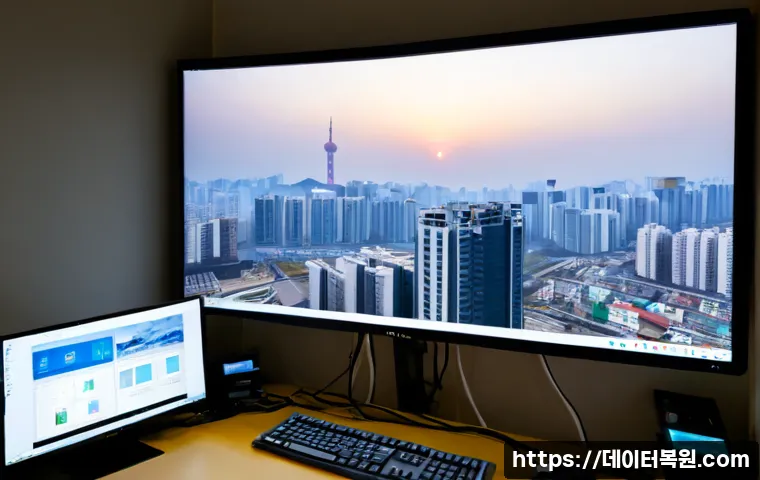 신길동 STATUS_IMAGE_CORRUPTION - Photorealistic remote-support workstation in a compact Singil-dong apartment office, dual monitors s...