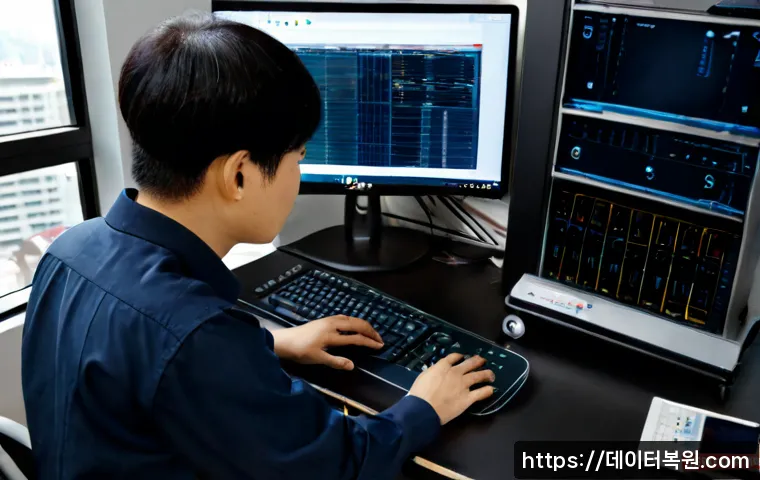 신도림 워크스테이션출장방문수리점 - Photorealistic workstation repair visit inside a compact Sindorim apartment office, technician diagn...