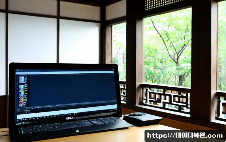 팔판동 STATUS_INVALID_SESSION - Photorealistic remote-support workstation in a refined traditional Korean courtyard office, IT speci...