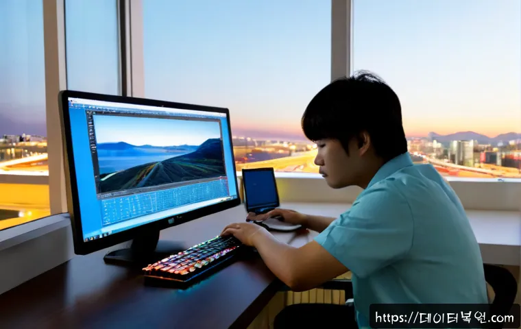 왕십리 SOFTWARE_EXCEPTION - Photorealistic software engineer at a dual-monitor workstation in a modern Wangsimni apartment offic...
