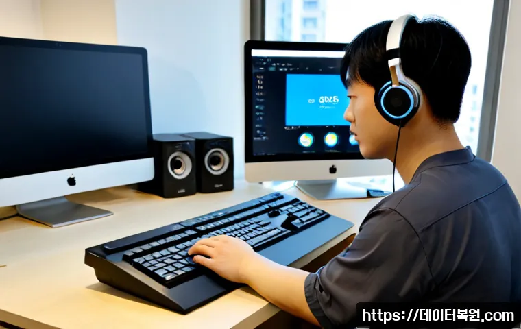 법곳동 STATUS_PRIVILEGED_INSTRUCTION - Photorealistic remote-support workstation in a quiet Beopgot-dong apartment office, dual monitors sh...