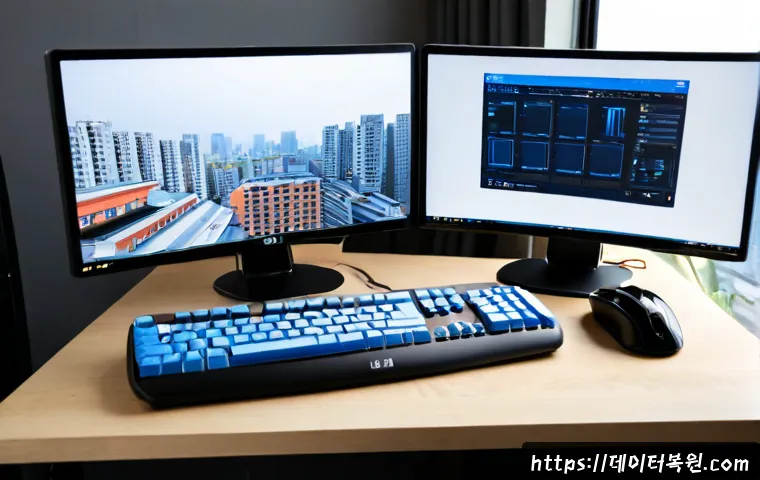 흥인동 DPC_WATCHDOG_VIOLATION - Photorealistic product design workstation in a compact urban studio, dual monitors showing a blank c...