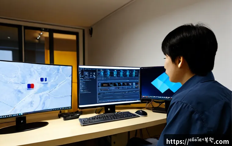 중계동 STATUS_EXECUTION_TIMEOUT - Photorealistic remote-support workstation in a quiet Junggye-dong apartment office, dual monitors sh...