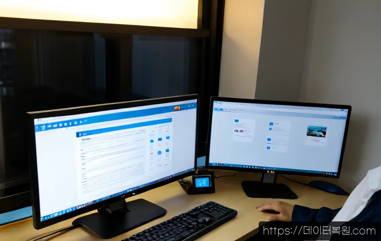 답십리동 PROCESS_HAS_LOCKED_PAGES - Photorealistic remote-support workstation in a compact Dapsimni apartment office, dual monitors show...