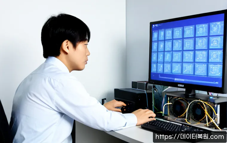 부림동 CLOCK_WATCHDOG_TIMEOUT - Photorealistic remote IT support workstation in Burim-dong, a desktop computer frozen on a blue erro...