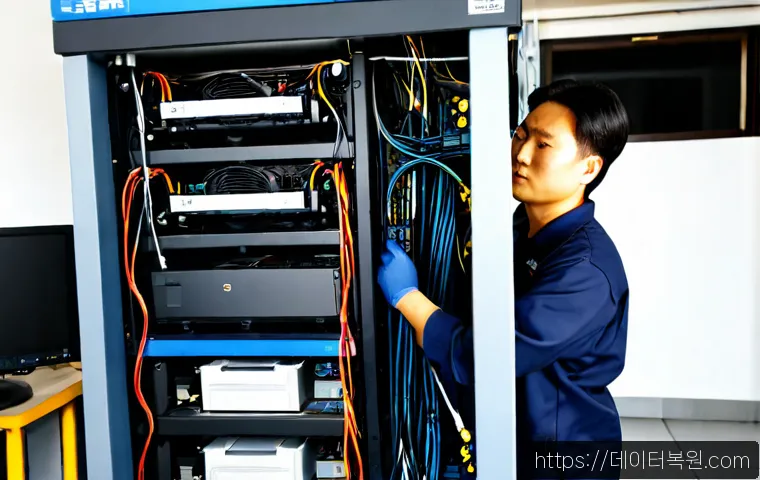운니동 server출장방문수리점 - Photorealistic on-site server repair inside a compact traditional-district office near a quiet tiled...