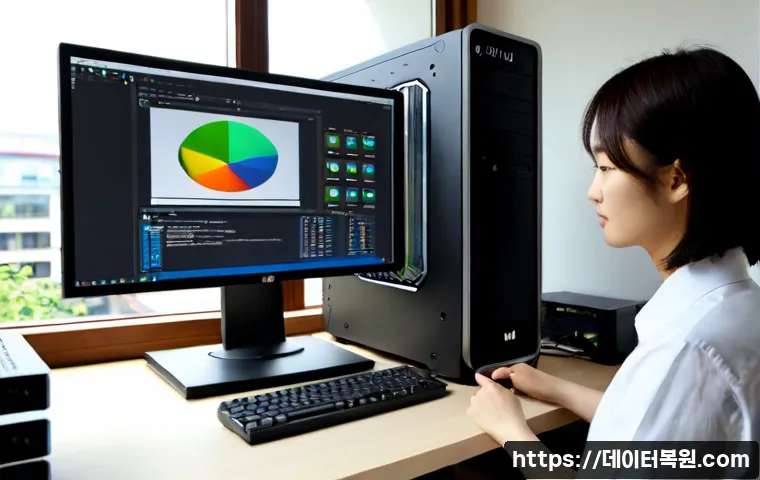 인의동 컴퓨터업그레이드 - Photorealistic computer upgrade service desk in a compact Inui-dong apartment office, technician ins...