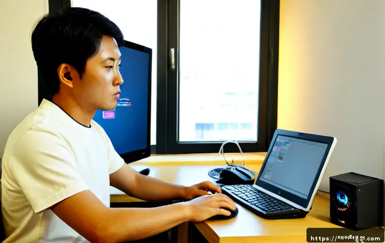 도림동 STATUS_DRIVER_ENTRYPOINT_NOT_FOUND - Photorealistic remote-support workstation in a compact Dongrim-dong apartment office, desktop monito...