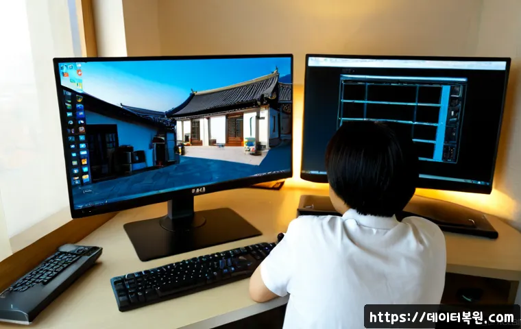 필운동 STATUS_DEVICE_NOT_READY - Photorealistic remote-support workstation in a quiet Pilun-dong apartment office, desktop monitor sh...