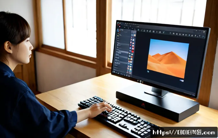 소격동 STATUS_INVALID_OBJECT - Photorealistic remote-support workstation in a quiet Sogyeok-dong inspired studio, desktop monitor s...