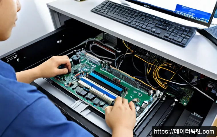 일산동구 아이맥 판매 및 수리 - Photorealistic computer repair workstation in Ilsandong-gu, a silver all-in-one desktop carefully op...